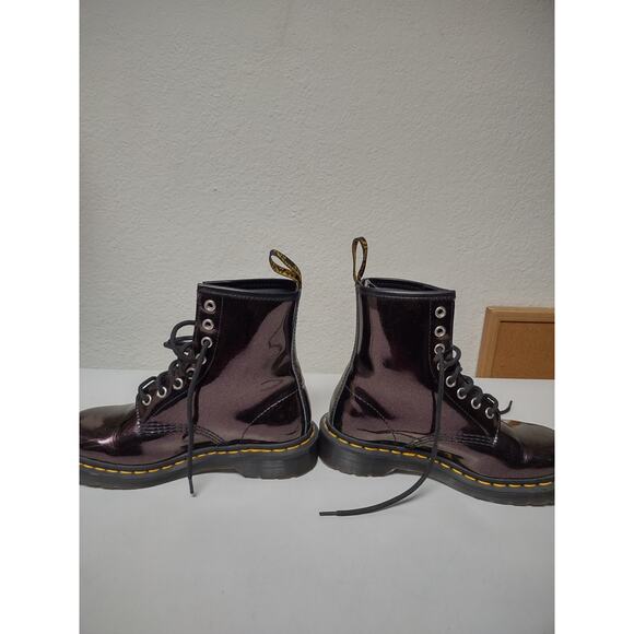 Dr Doc Martens Air Wair Patent Deep Purple Combat Boots Ladies Size 6 Men's sz 5 - Picture 8 of 14